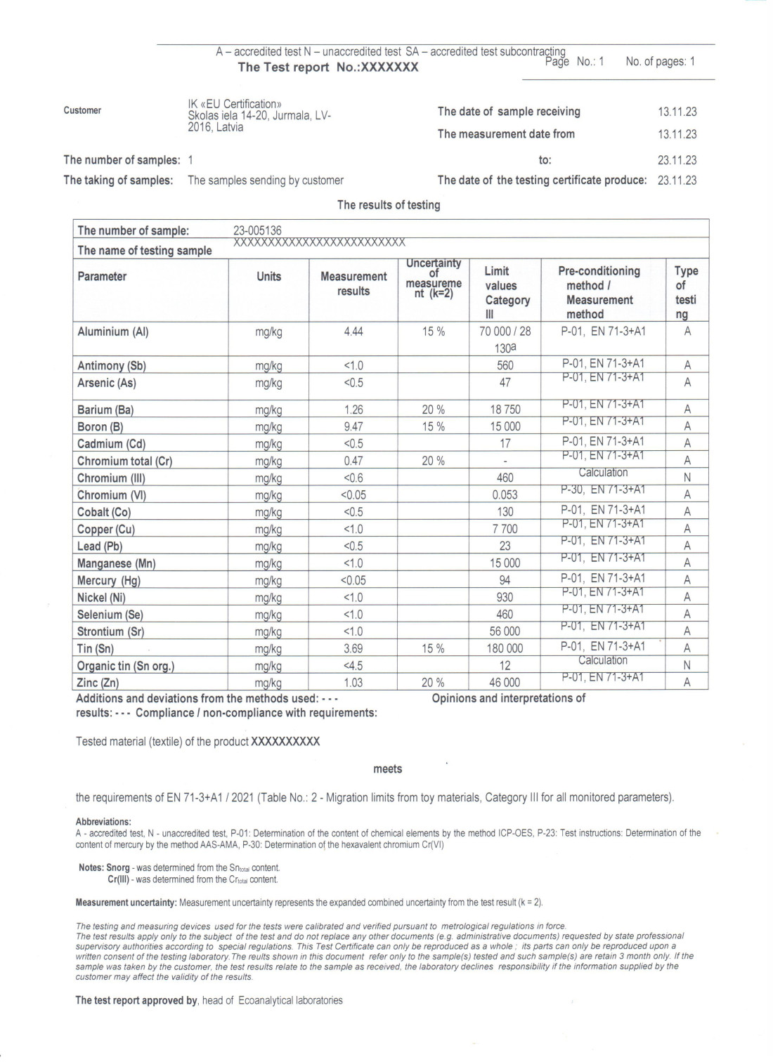 Чи плануєте продавати іграшки, дитячі меблі чи інші дитячі товари в Європейському Союзі? Якщо так, то потрібне дотримання Директиви з безпеки іграшок Європейський Союз (ЄС) та його держави-члени, застосовують адміністративні заходи та штрафи за поширення небезпечних іграшок. Чинним гармонізованим стандартом міграції окремих елементів Директиви ЄС з безпеки іграшок є EN 71-3. Сторонні лабораторні випробування — єдиний спосіб перевірити, чи ваш продукт відповідає стандарту EN 71. протокол випробувань повинен бути дійсним для того ж продукту, який ви розміщуєте на ринку. РЄ маркування обов'язкове. Дотримання вимог тестування EN 71 є обов'язковим для імпорту іграшок до ЄС EN 71 визначає методи випробувань для оцінки дизайну, довговічності та безпеки іграшок щодо відповідності Директиві ЄС з безпеки іграшок. EN 71-3: МІГРАЦІЯ ВИЗНАЧЕНИХ ЕЛЕМЕНТІВ Директива безпеки іграшок встановлює обмеження на міграцію 19 важких металів у матеріалах іграшок.