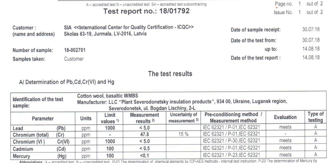 Eiropas izstrādājumu sertifikācija Laboratorijai, kas veic RoHS atbilstības testēšanu, obligāti jābūt akreditētai atbilstoši IEC 62321 standartu sērijai. Izstrādājumu testēšana, lai pierādītu atbilstību RoHS direktīvām, kļūst par standarta procedūru lielākajai daļai Eiropas Savienībā pārdoto vai izmantoto elektrisko, elektronisko komponentu vai iekārtu ražotāju, mazumtirgotāju un izplatītāju.